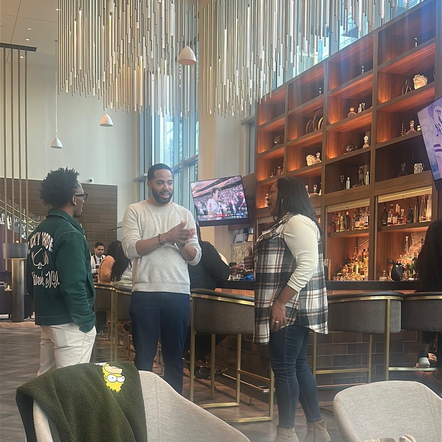 Brand Mates at the bar during a gathering